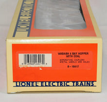 Load image into Gallery viewer, Lionel Trains 6-16417 Wabash Four bay Quad hopper w/ coal load C-8+ Boxed NICE!