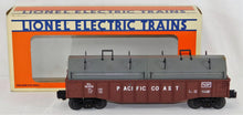 Load image into Gallery viewer, Lionel 6-16359 Pacific Coast Railroad gondola w/ removable Coil Covers uncatalo