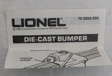 Load image into Gallery viewer, Lionel 6-2282 Lighted Die-cast Metal Bumpers BLACK Set of 2 Boxed O/027 Uncatalagued C-9