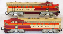 Load image into Gallery viewer, UNIQUE Arts Trains #2000 Rock Island AA Diesel Set Tinplate RUNS 1950s 3rAIL VINTAGE