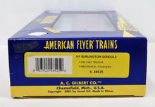Load image into Gallery viewer, American Flyer 6-48525 Burlington red Gondola w/Cannisters diecast trucks Sgauge