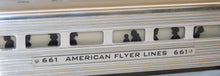 Load image into Gallery viewer, American Flyer 660 661 662 663 Aluminum Passenger Cars Metal lit com/dome/vd/obs 1950-52