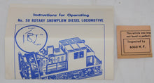 Load image into Gallery viewer, CLEAN Lionel #58 Great Northern Rotary Snow Plow Vulvcan Switcher 1959-61 BOXED