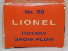 Load image into Gallery viewer, CLEAN Lionel #58 Great Northern Rotary Snow Plow Vulvcan Switcher 1959-61 BOXED