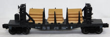 Load image into Gallery viewer, Lionel 6-16347 Ontario Northland Bulkhead Flat Car w/ Wood Load diecast sprung trucks