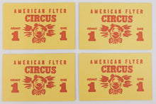 Load image into Gallery viewer, American Flyer Circus Tickets FOUR tix for set 5002T Reproduction have multiples