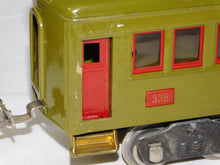Load image into Gallery viewer, Lionel #347E BOXED Set w/ 8E Standard gauge passenger Set Olive w/ RED plates & trim 337 338 1920s Prewar (Copy)