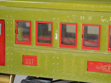 Load image into Gallery viewer, Lionel #347E BOXED Set w/ 8E Standard gauge passenger Set Olive w/ RED plates & trim 337 338 1920s Prewar (Copy)