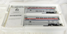 Load image into Gallery viewer, MTH MT 20-6539 Amtrak Phase 3 2CarSet 70' Aluminum Passenger 3 stripe Superliner