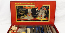 Load image into Gallery viewer, Gilbert ERECTOR set 9 1/2 Automotive Set w/ Parachute Jump 1949 w/motor Red case