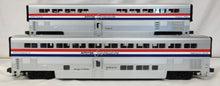 Load image into Gallery viewer, MTH MT 20-6539 Amtrak Phase 3 2CarSet 70' Aluminum Passenger 3 stripe Superliner