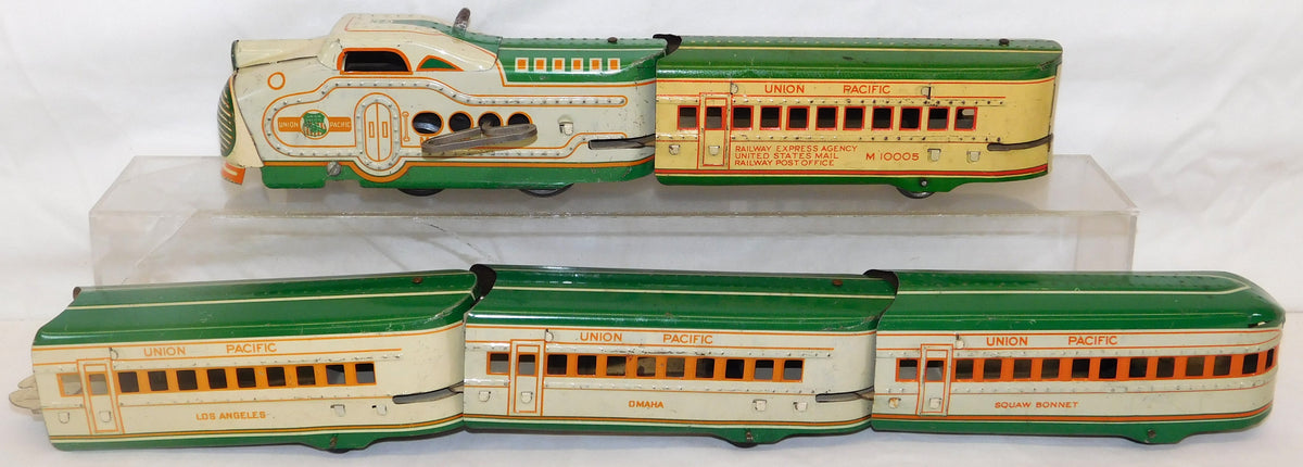 Marx M10005 Union Pacific passenger Set Green Cream Streamline UP