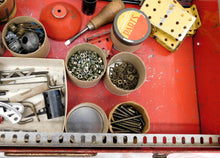 Load image into Gallery viewer, Gilbert ERECTOR set 9 1/2 Automotive Set w/ Parachute Jump 1949 w/motor Red case