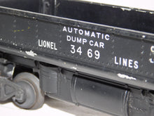 Load image into Gallery viewer, Lionel 3469 Die Cast Automatic Coal Dump car w/ 206 bag of coal tray & instr 1949-51 version O