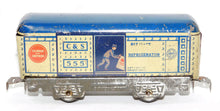 Load image into Gallery viewer, Marx 555 Colorado Southern Man in Door 6" tinplate refrigerator C&S silver base