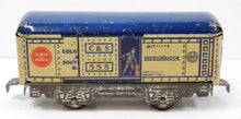Load image into Gallery viewer, Marx 555 Colorado Southern Man in Door 6" tinplate refrigerator C&S silver base