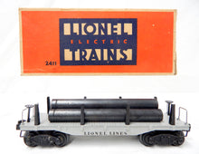 Load image into Gallery viewer, Boxed Lionel Trains 2411 Die Cast Flat w/ metal pipes BIG INCH 1946 Postwar O