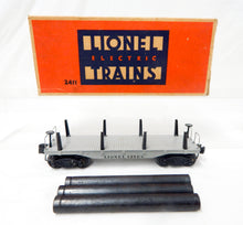 Load image into Gallery viewer, Boxed Lionel Trains 2411 Die Cast Flat w/ metal pipes BIG INCH 1946 Postwar O