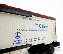 Load image into Gallery viewer, BOXED Lionel Train 6672 Santa Fe SFRD Refrigerator Car blue letters 1954 Postwar