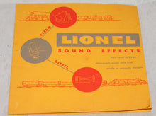 Load image into Gallery viewer, Lionel Trains Sound Effects ART Record + Sleeve 1950s promotional Steam Diesel