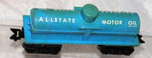 Load image into Gallery viewer, Marx 9553 Blue Allstate Motor Oil Single dome Tank Car Sears Type F trucks 1959