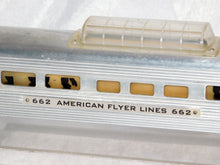 Load image into Gallery viewer, CLEAN American Flyer 662 Aluminum Passenger Car Metal lighted Vista Dome Link S
