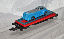 Load image into Gallery viewer, American Flyer 715 Unloading flatcar w/Blue & Silver Manoil Coupe 1952 blue ramp