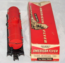 Load image into Gallery viewer, American Flyer 958 Mobilgas Single Dome Tank Car Red C7 in 24315 Box PlasticBase