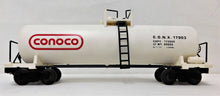 Load image into Gallery viewer, Lionel 6-17903 Conoco Tank Car Oil Gas Petroleum O Gauge White Unibody Trains