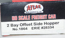 Load image into Gallery viewer, Atlas 1864 Black 2 Bay Offset Side Hopper Erie #28334 HO Scale Boxed NOS train