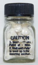 Load image into Gallery viewer, Lionel SP Smoke Pellets bottle FULL 50 tablets CLEAR bottle Early 1940s black Print