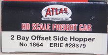Load image into Gallery viewer, Atlas 1864 Black 2 Bay Offset Side Hopper Erie #28379 HO Scale Boxed NOS train