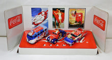 Load image into Gallery viewer, Johnny Lightning 3 Coca-Cola Poster Cars 1/64 37 Ford Coupe T-Bird VW Bus Great for American FLYER loads