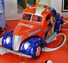 Load image into Gallery viewer, Johnny Lightning 3 Coca-Cola Poster Cars 1/64 37 Ford Coupe T-Bird VW Bus Great for American FLYER loads