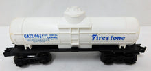 Load image into Gallery viewer, Lionel 6-9051 Firestone Tank Car Mid 1970s Train White w/ Blue Letters GATX 9051