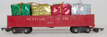 Load image into Gallery viewer, American Flyer 641 RED gondola w/ Christmas presents load Link coupler S gauge