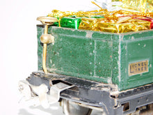 Load image into Gallery viewer, Lionel 812 Prewar Dark Green Gondola w/ Multi-Sized Christmas presents Latch coupler