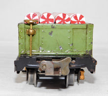 Load image into Gallery viewer, Lionel 812 Prewar Green Gondola w/ Christmas Peppermint Sticks Latch couplers O
