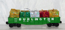 Load image into Gallery viewer, Lionel Trains BURLINGTON CHRISTMAS gondola w/ Large Present Load O 027 CB&Q C-7