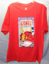 Load image into Gallery viewer, Lionel Trains Red T-Shirt L Santa Fe F3 2353 Diesel Engine ArtDeco Travel Poster