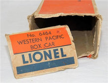 Load image into Gallery viewer, Lionel 6464-1 Western Pacific Boxcar WP 1953-54 Silver w/ Blue print W/BOX NICE
