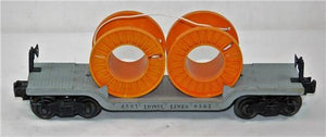 Lionel 6561 ODD MISSTAMP Depressed Center Flat car w/ Cable Reels Orange O Postwar