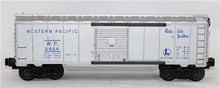 Load image into Gallery viewer, Lionel 6464-1 Western Pacific Boxcar WP 1953-54 Silver w/ Blue print W/BOX NICE
