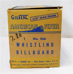 American Flyer #566 Steam Whistling Billboard Sound w/button Boxed Works CLEAN!