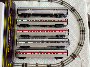 MTH 20-6548 AMTRAK O Scale Premier 5 Car 70' Streamlined Passenger Set RibbedSide