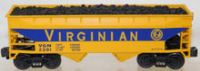 Load image into Gallery viewer, K-Line K621-44622 VIRGINIAN Smooth side Hopper w/coal load Car# 2201 blue/yellow
