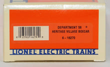 Load image into Gallery viewer, Lionel 6-16270 Heritage Village Department 56 Boxcar 1996 Christmas C-9 O Green 9796
