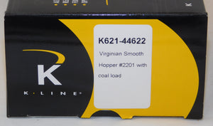 K-Line K621-44622 VIRGINIAN Smooth side Hopper w/coal load Car# 2201 blue/yellow