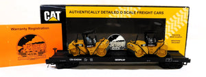 MTH 20-98496 Caterpillar O Premier Flat Car w/2 XW Vibratory Asphalt Compactors 1/48
