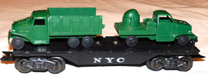 Marx New York Central Flat w/ Military Trucks Load Army NYC 8 wheel O gauge 3r